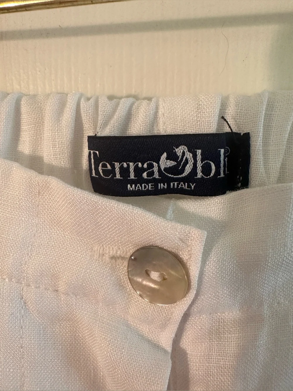 TERRA BLU XL 100% Linen Resort Coastal Made Italy White Crop Pant Beachy Natural
